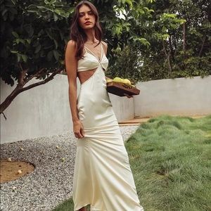 Reformation White Long Cutout Dress